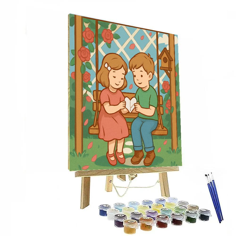 Valentines Day Garden Swing Note Exchange Painting by numbers kit