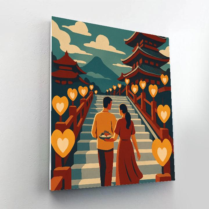 Valentines Day Lantern Lit Temple Stairs Numbered painting kits