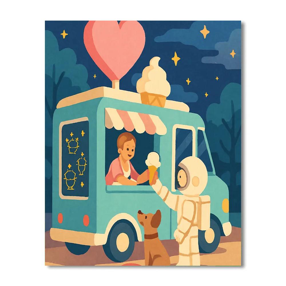 Valentines Day Ice Cream Constellation Truck DIY paint by numbers