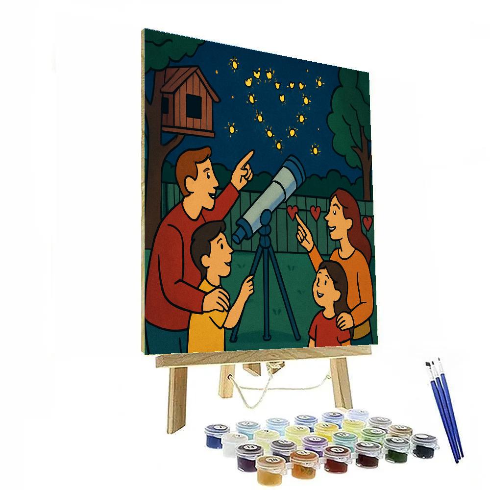 Valentines Day Backyard Telescope And Fireflies paint by numbers