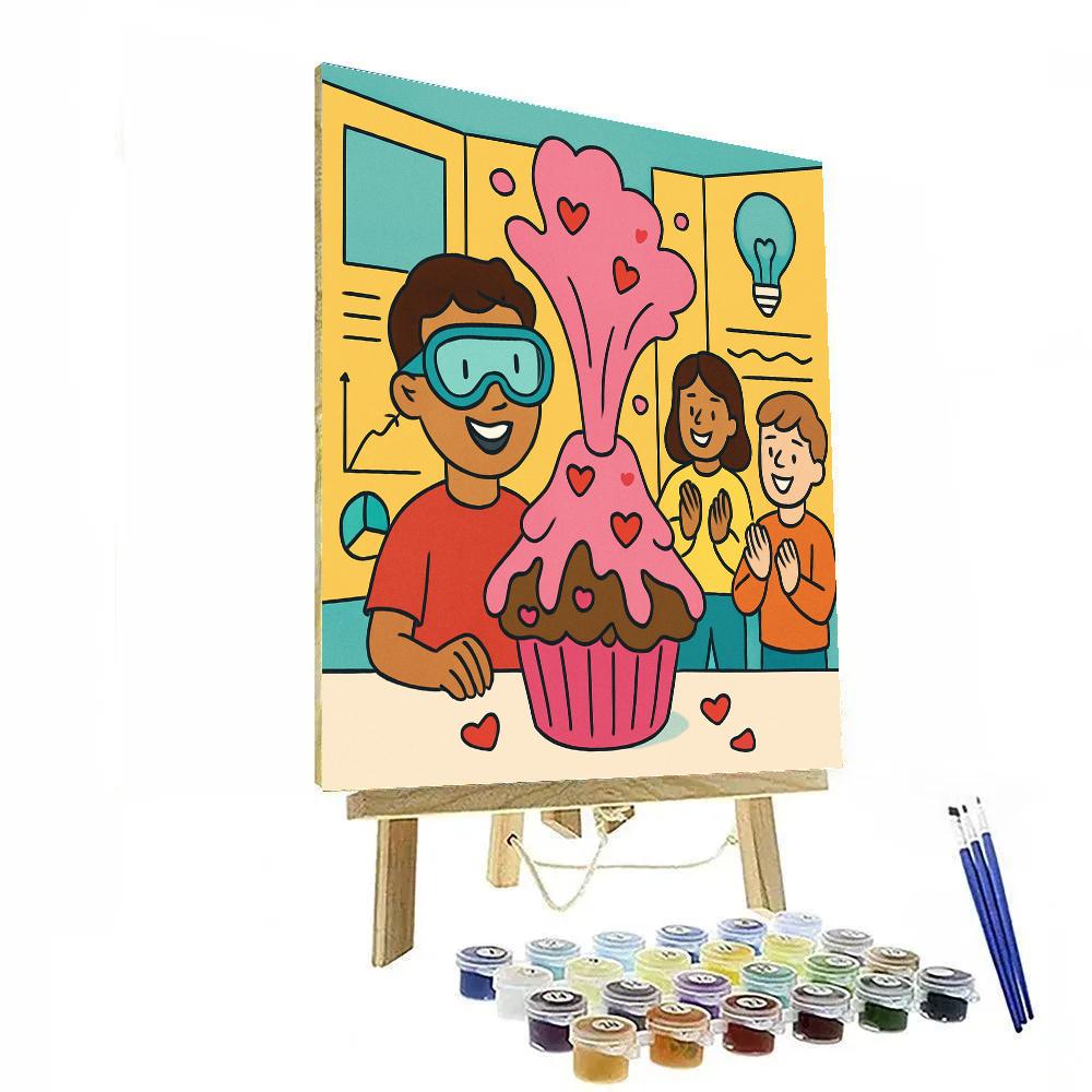 Valentines Day Cupcake Volcano Science Fair Numbered painting kits