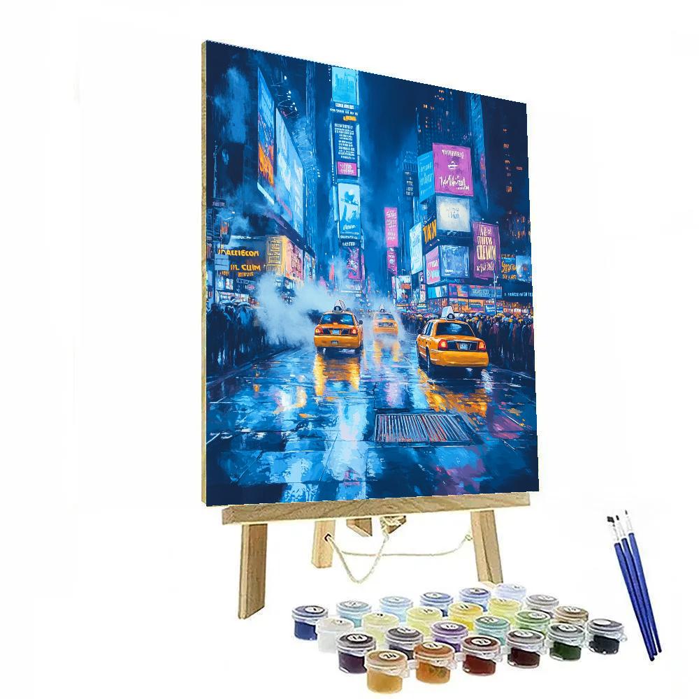 Neon Reflections On Times Square New York United States paint by color