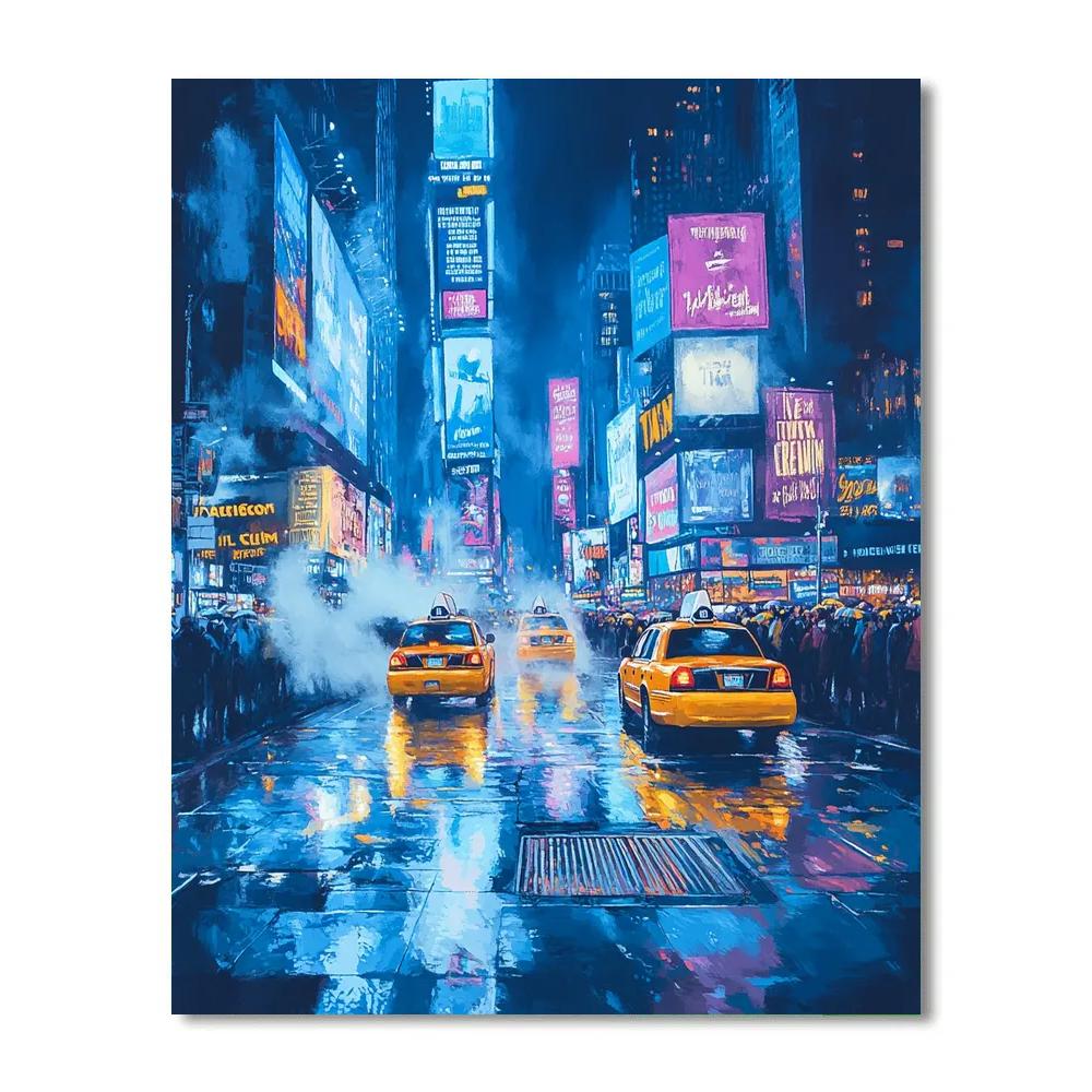 Neon Reflections On Times Square New York United States paint by color