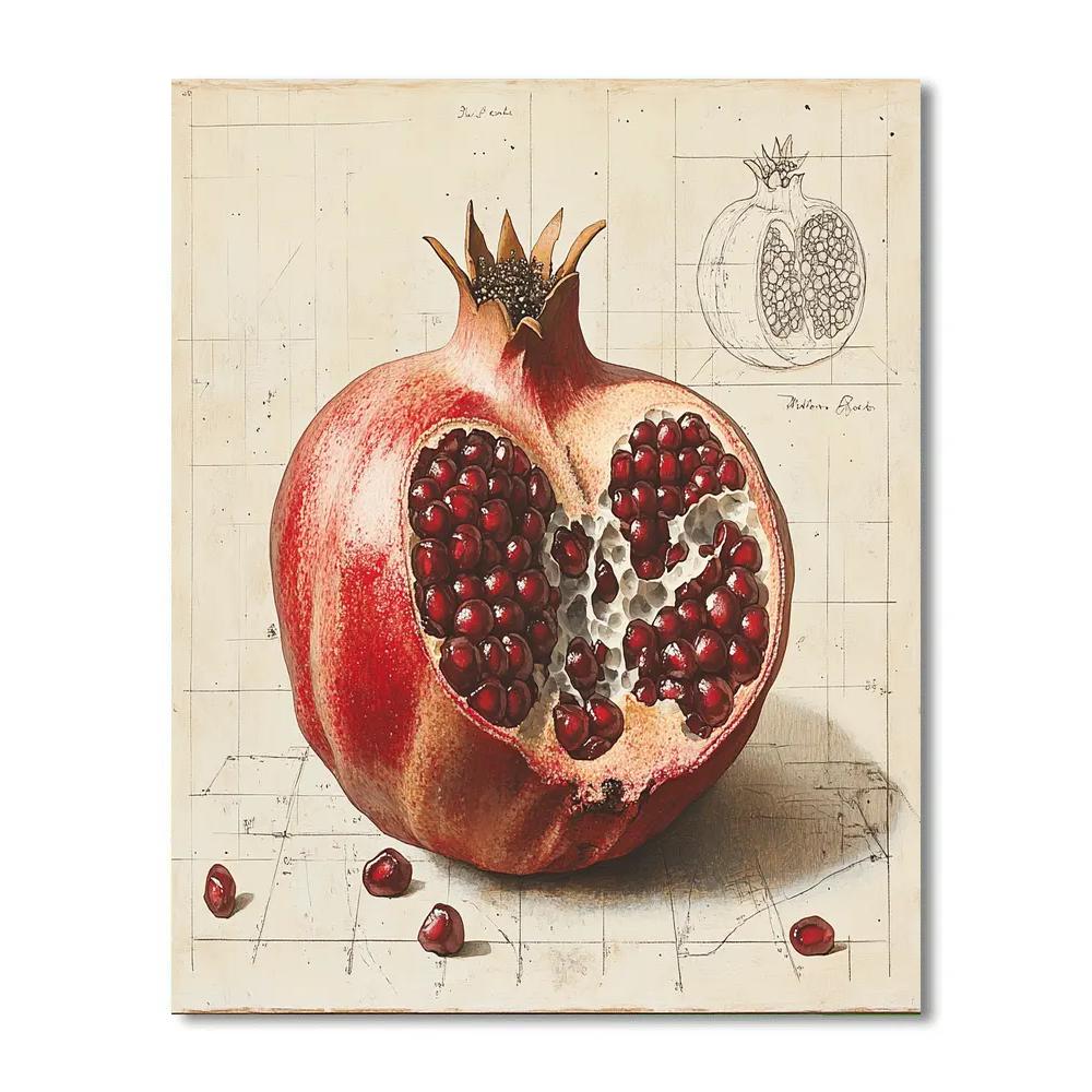 Michelangelo Inspired Pomegranate Strata paint by numbers