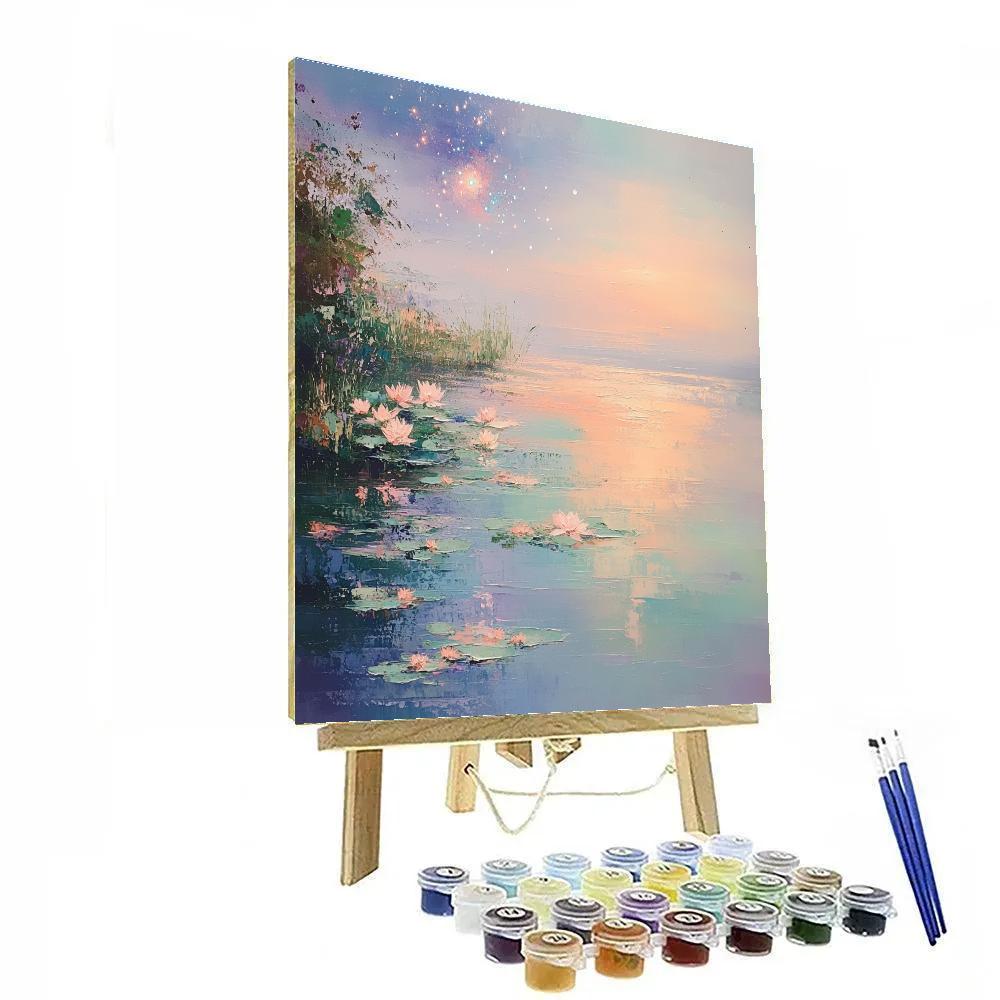 Claude Monet Inspired Water Lilies With Reflected Nebula painting number kit