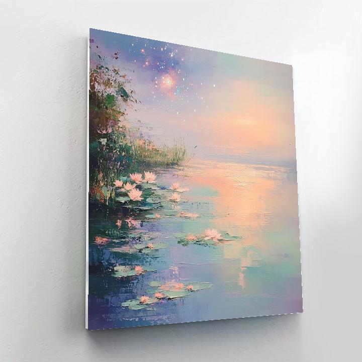 Claude Monet Inspired Water Lilies With Reflected Nebula painting number kit