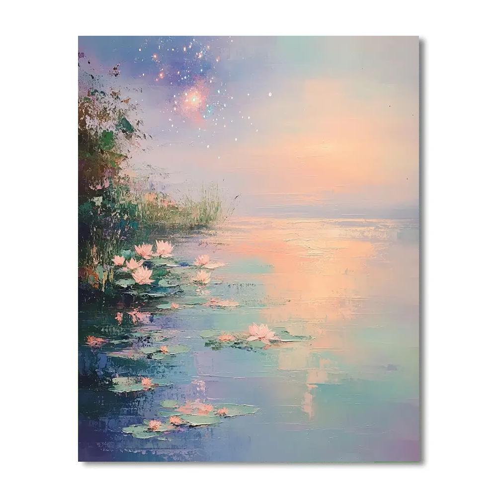 Claude Monet Inspired Water Lilies With Reflected Nebula painting number kit