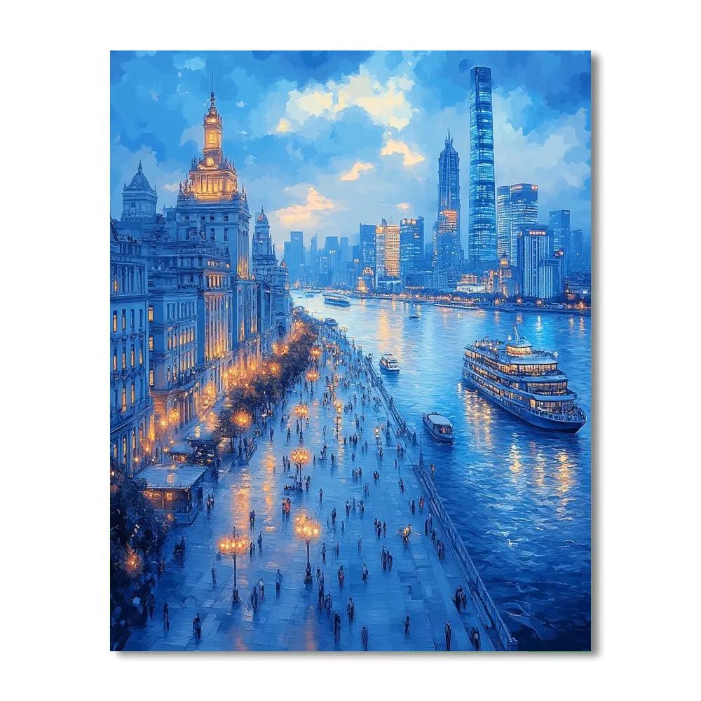 Clifftop View At The Bund Shanghai China Painting by numbers kit