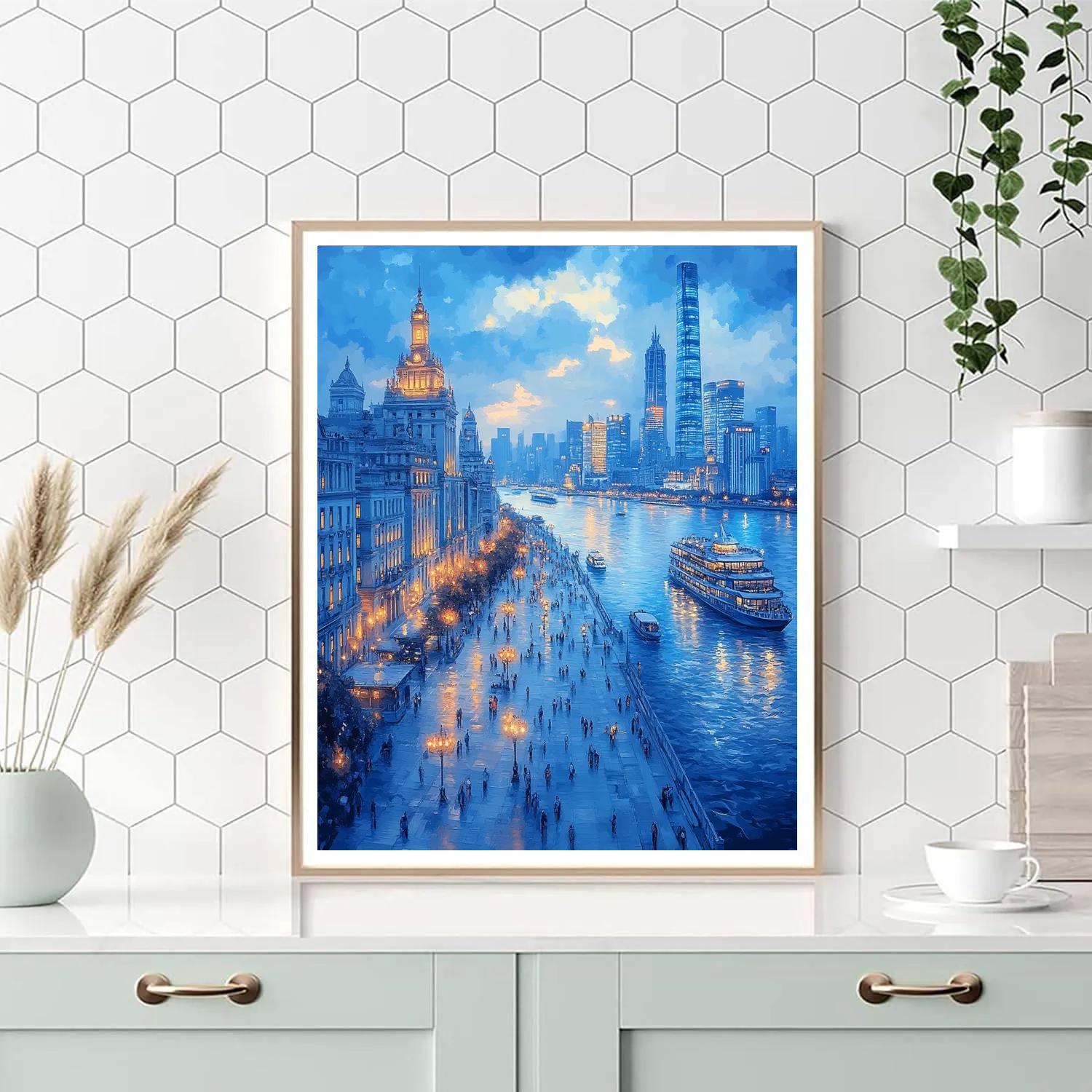 Clifftop View At The Bund Shanghai China Painting by numbers kit