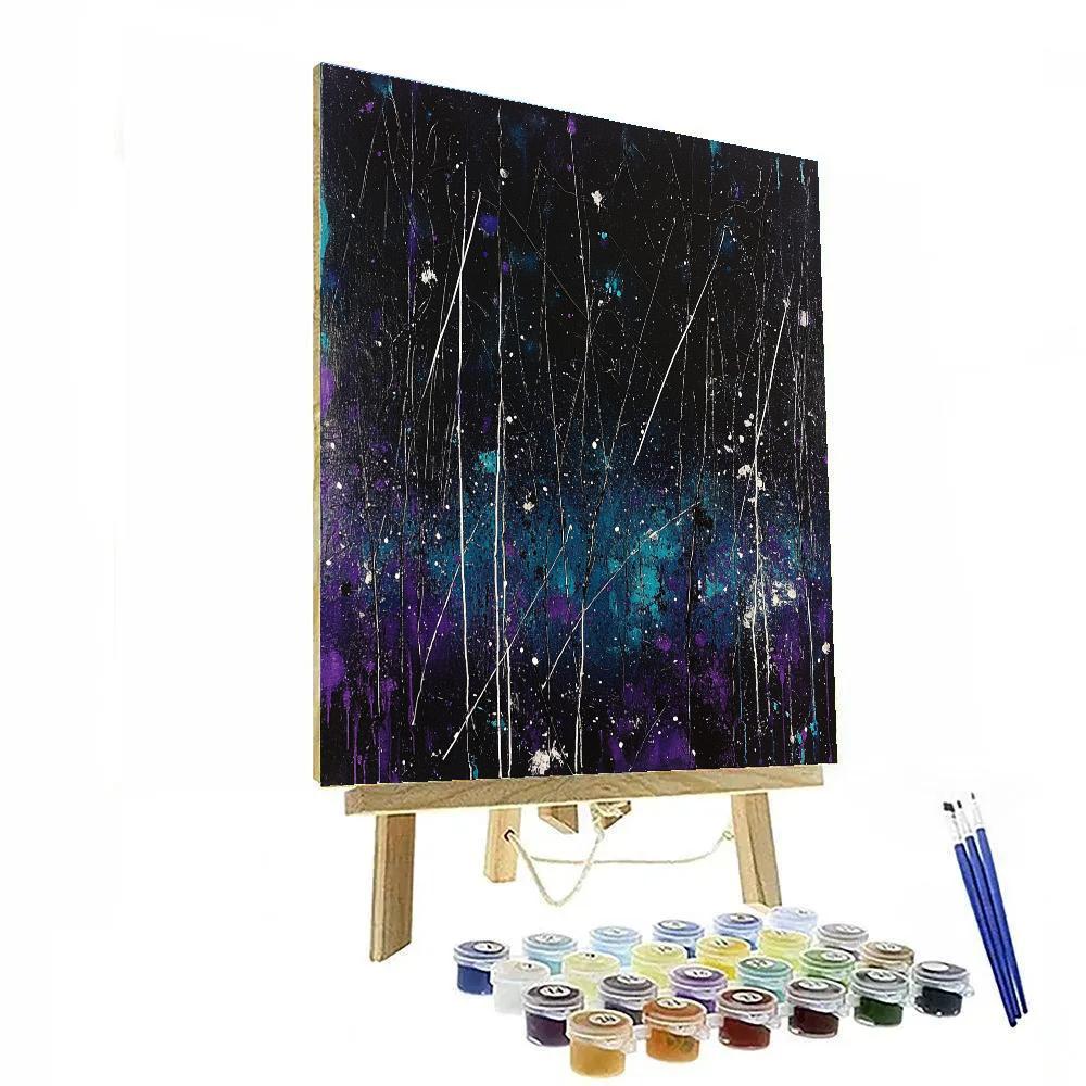 Jackson Pollock Inspired Aurora Torrent In Indigo And Silver Numbered painting kits