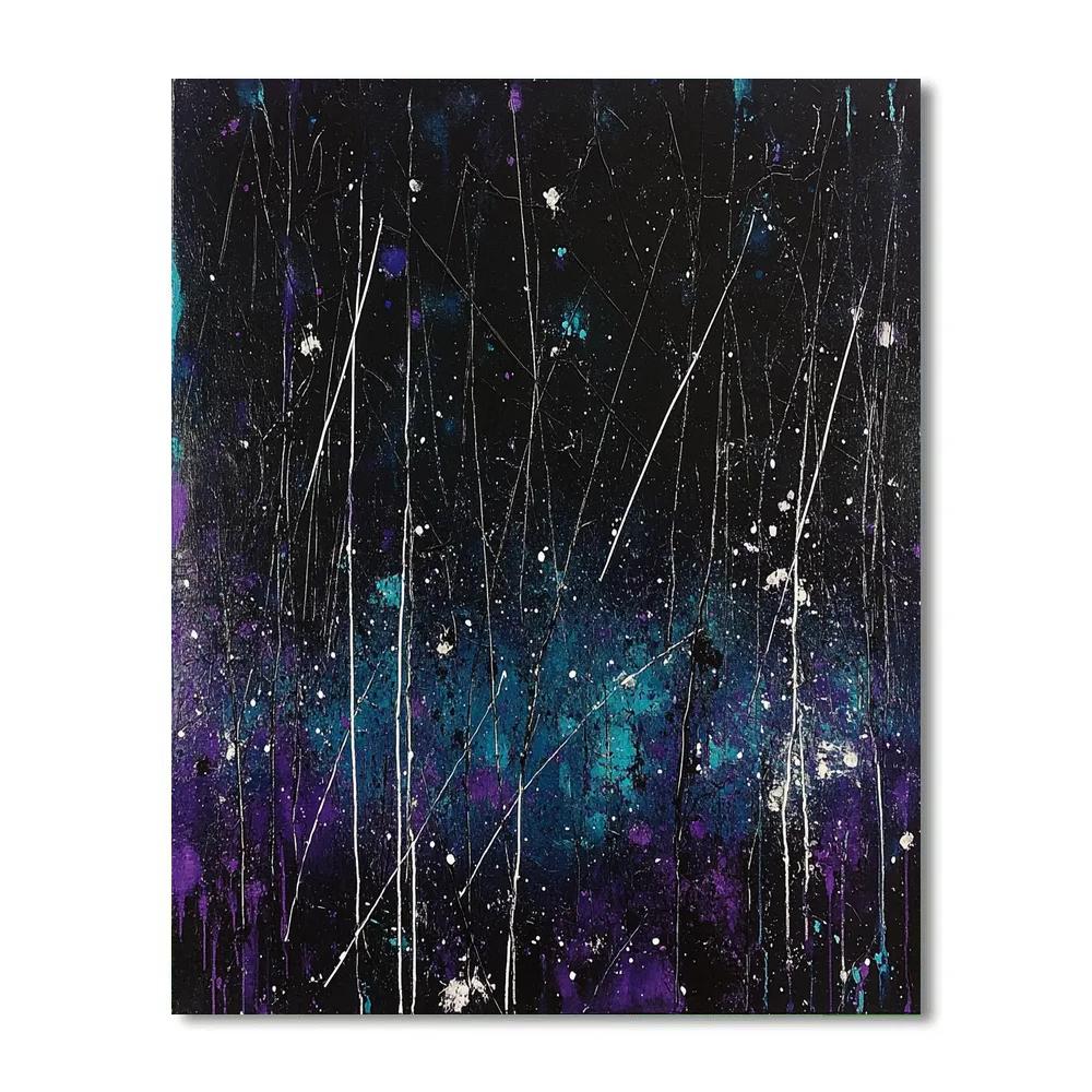 Jackson Pollock Inspired Aurora Torrent In Indigo And Silver Numbered painting kits