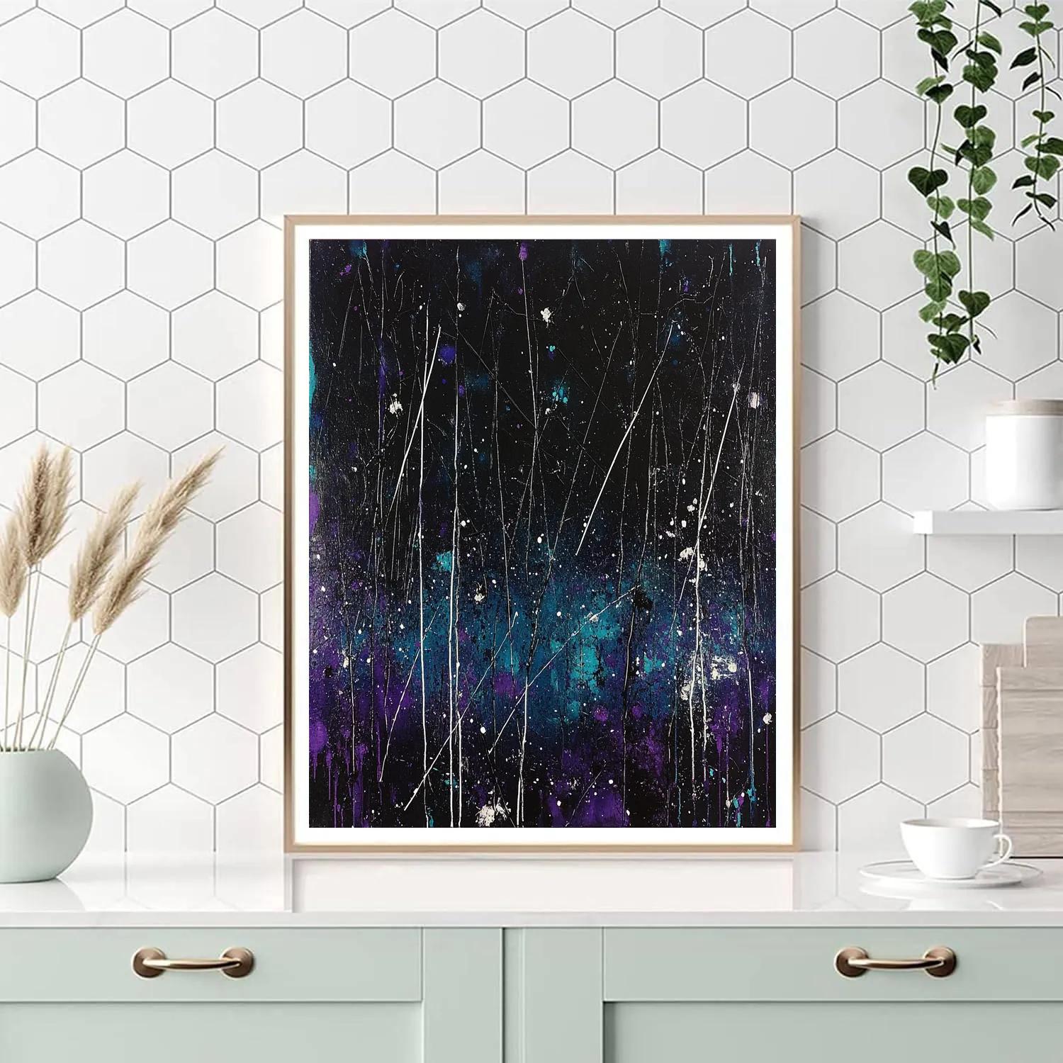 Jackson Pollock Inspired Aurora Torrent In Indigo And Silver Numbered painting kits