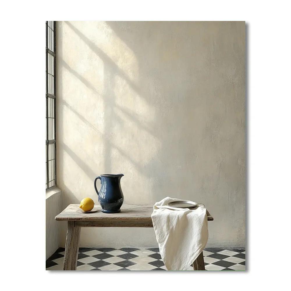 Johannes Vermeer Inspired Lapis Window Light On Delft Tiles Number painting