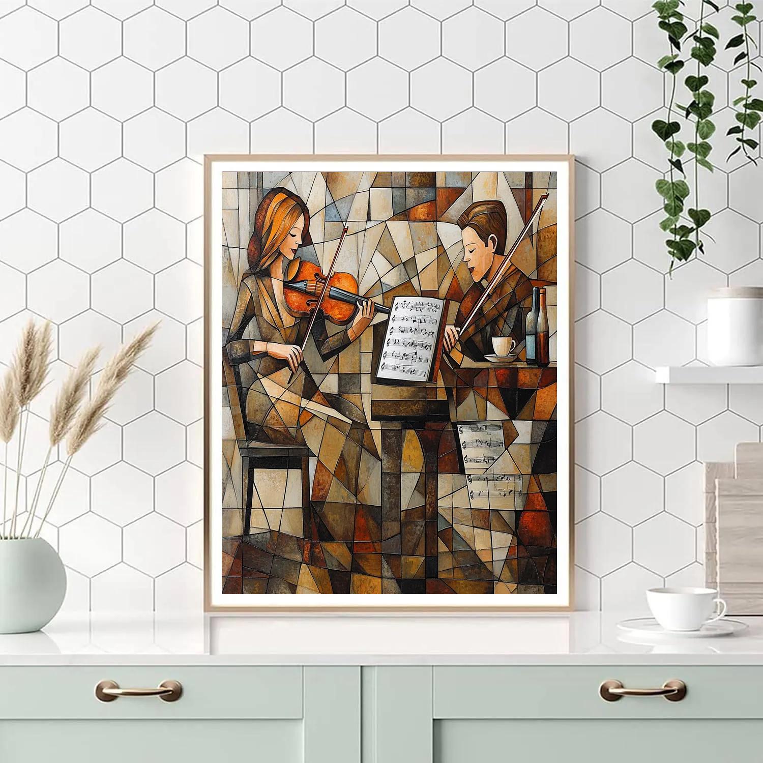 Pablo Picasso Inspired Cubist Cafe Musicians Paint by numbers art