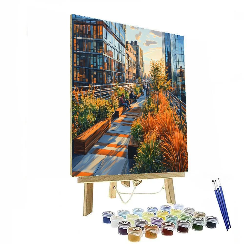 Autumn Pathways In High Line Park New York United States Numbered painting kits