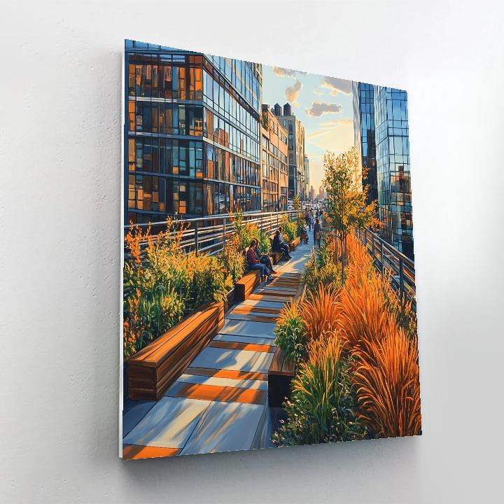 Autumn Pathways In High Line Park New York United States Numbered painting kits
