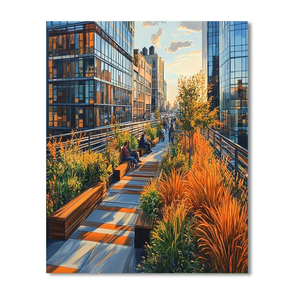 Autumn Pathways In High Line Park New York United States Numbered painting kits