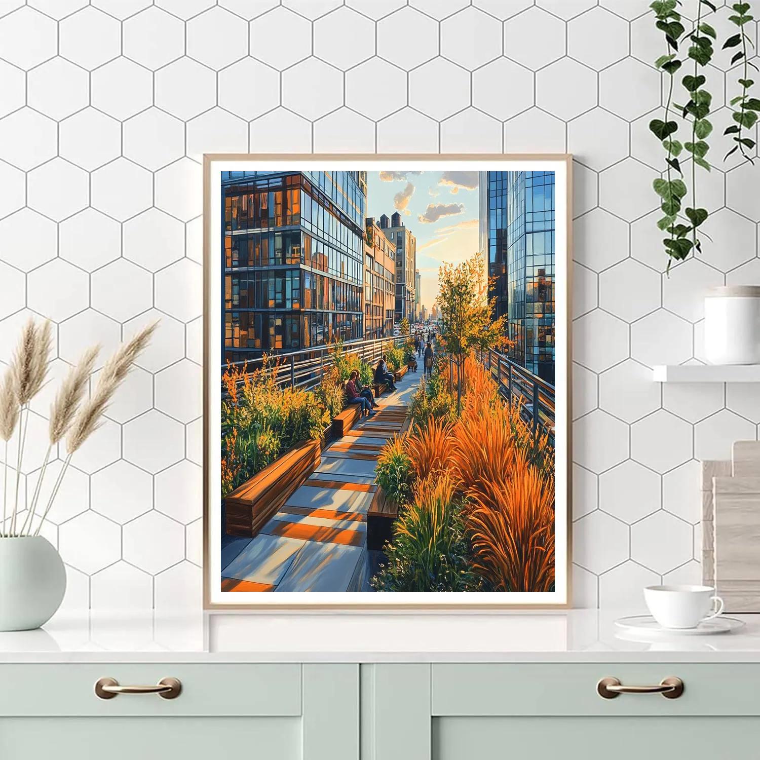 Autumn Pathways In High Line Park New York United States Numbered painting kits