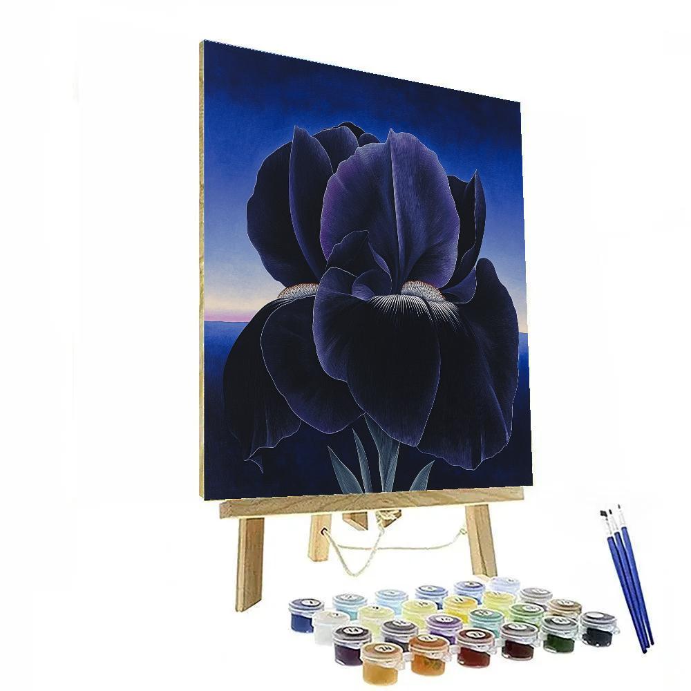 Georgia O’Keeffe Inspired Black Iris And Blue Night Sky Gradient Numbered painting kits