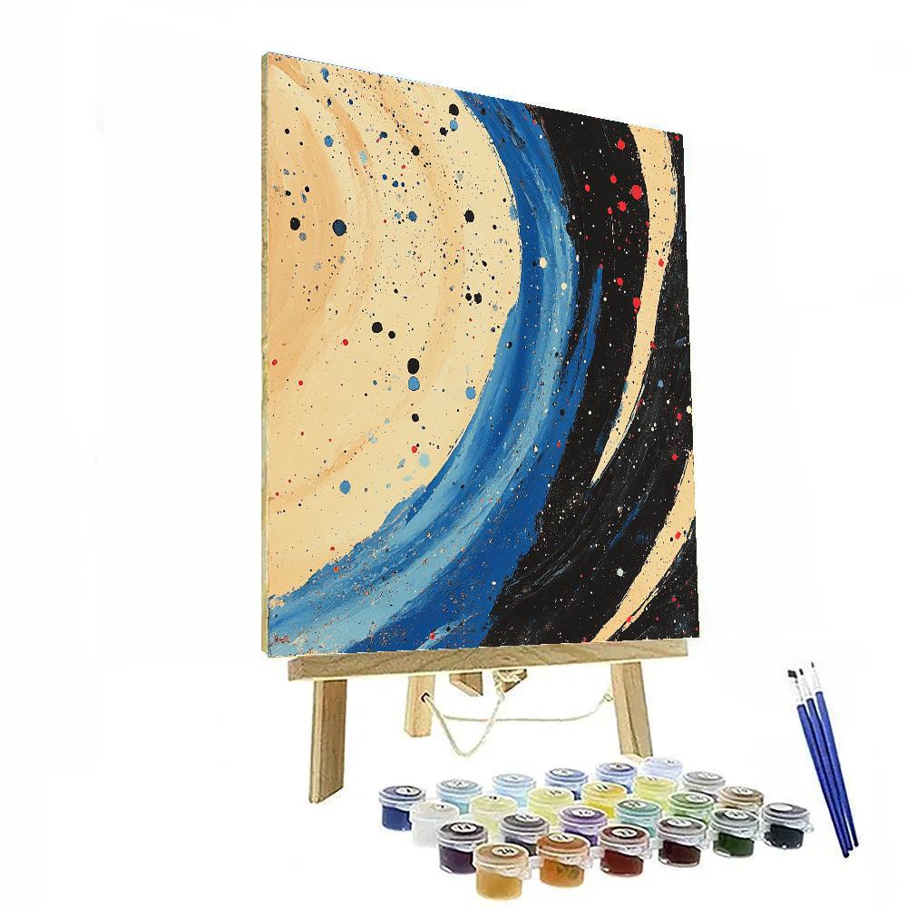 Jackson Pollock Inspired Monsoon Vortex In Ochre And Cobalt paint by numbers