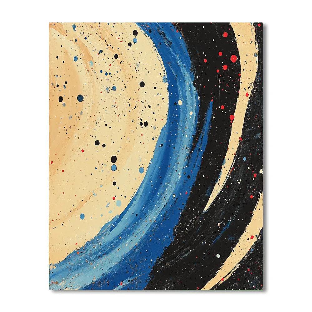 Jackson Pollock Inspired Monsoon Vortex In Ochre And Cobalt paint by numbers