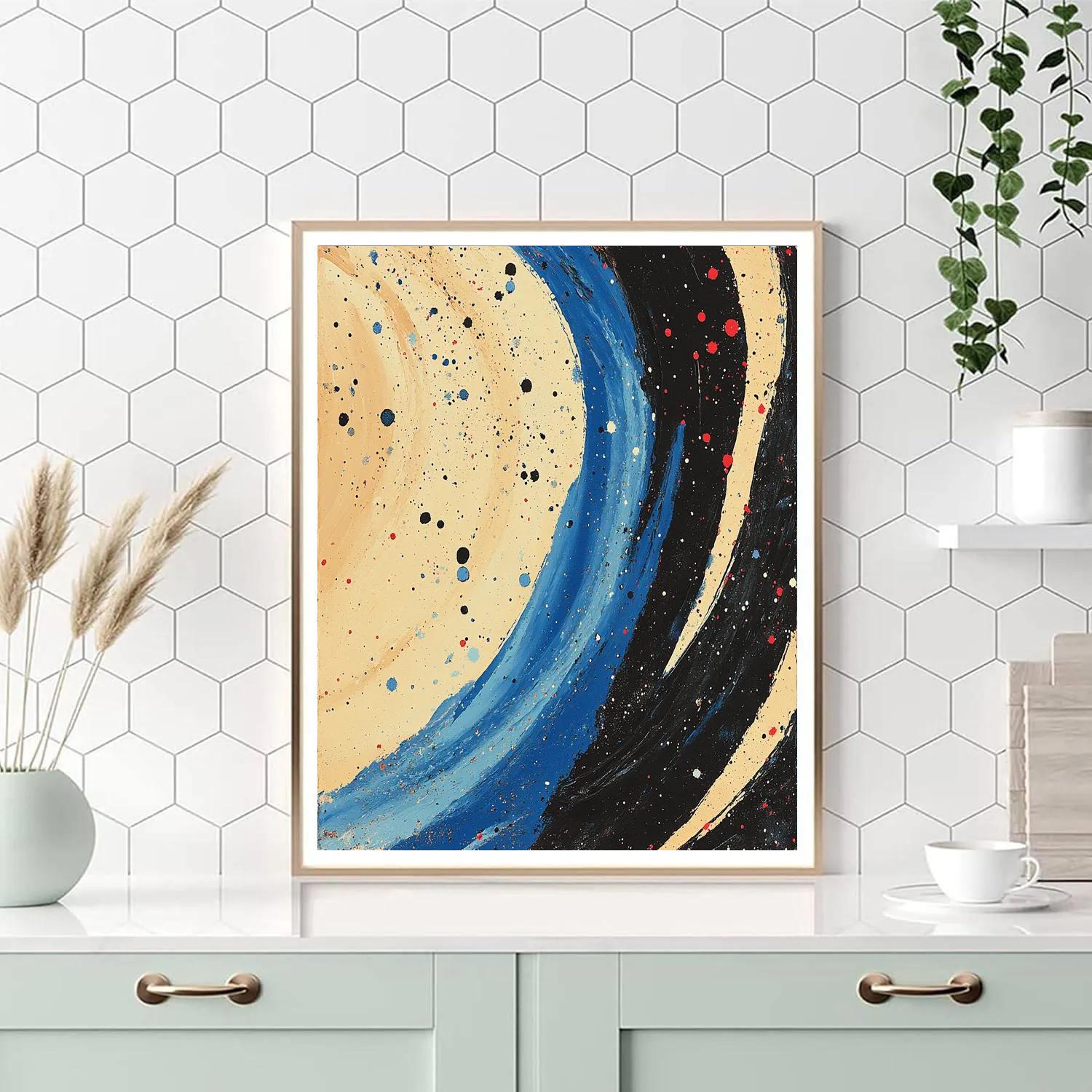 Jackson Pollock Inspired Monsoon Vortex In Ochre And Cobalt paint by numbers