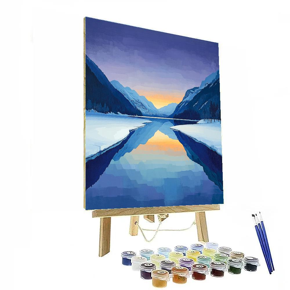 Lawren Harris Inspired Ocher Rimmed Northern Lake Of Glass DIY paint by numbers