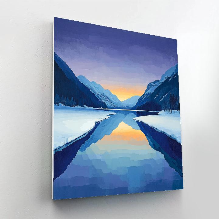 Lawren Harris Inspired Ocher Rimmed Northern Lake Of Glass DIY paint by numbers