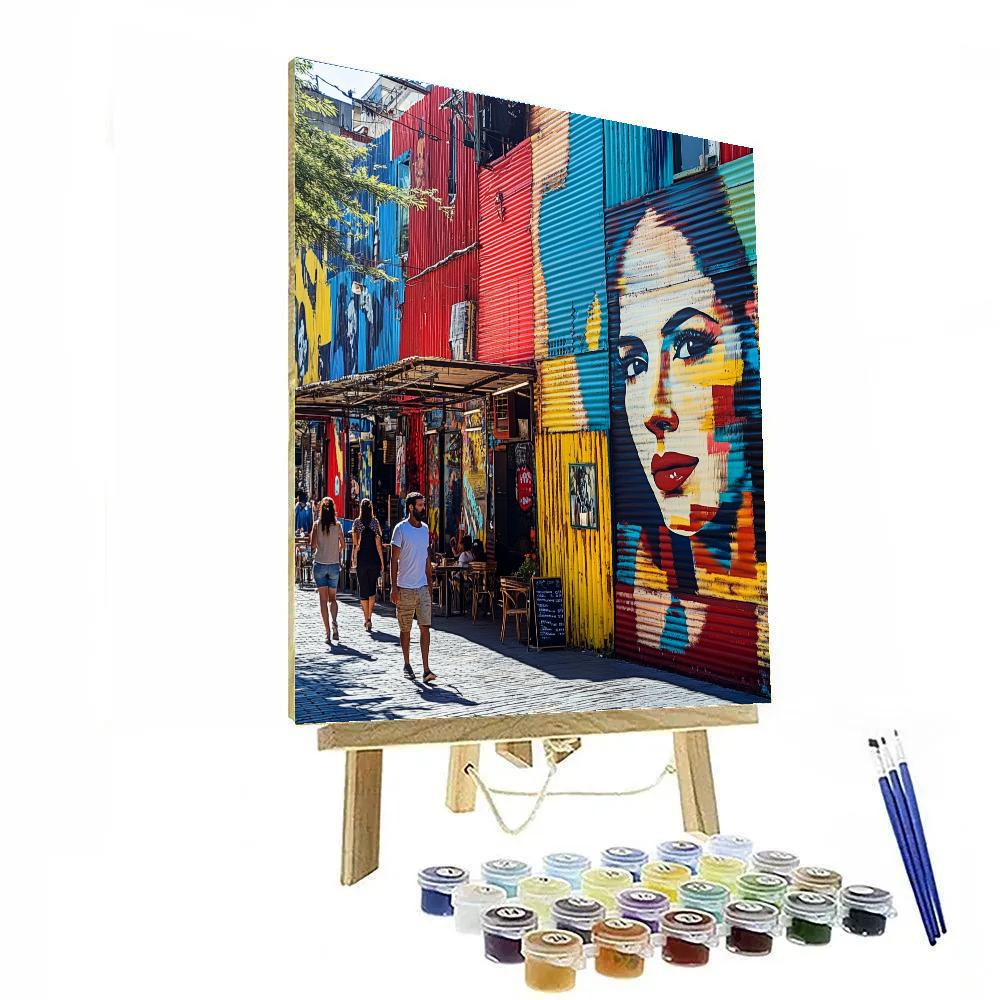 Geometric Facades At La Defensa Street Art Buenos Aires Argentina DIY paint by numbers