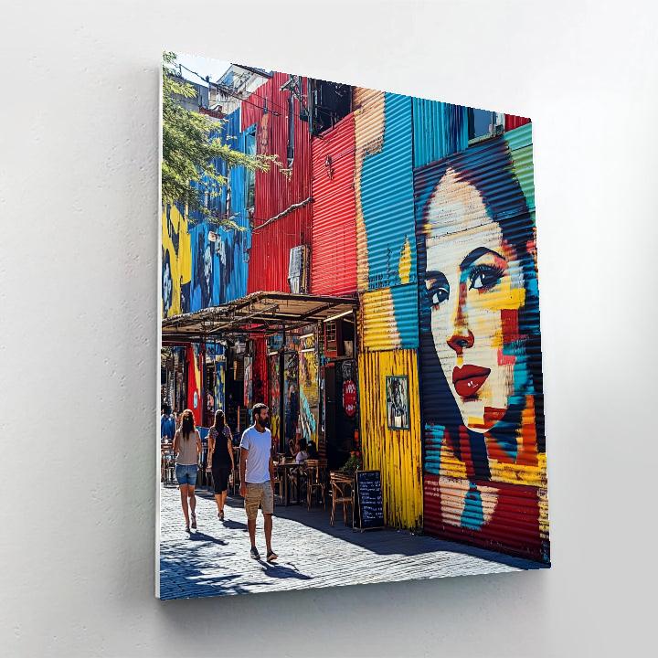 Geometric Facades At La Defensa Street Art Buenos Aires Argentina DIY paint by numbers