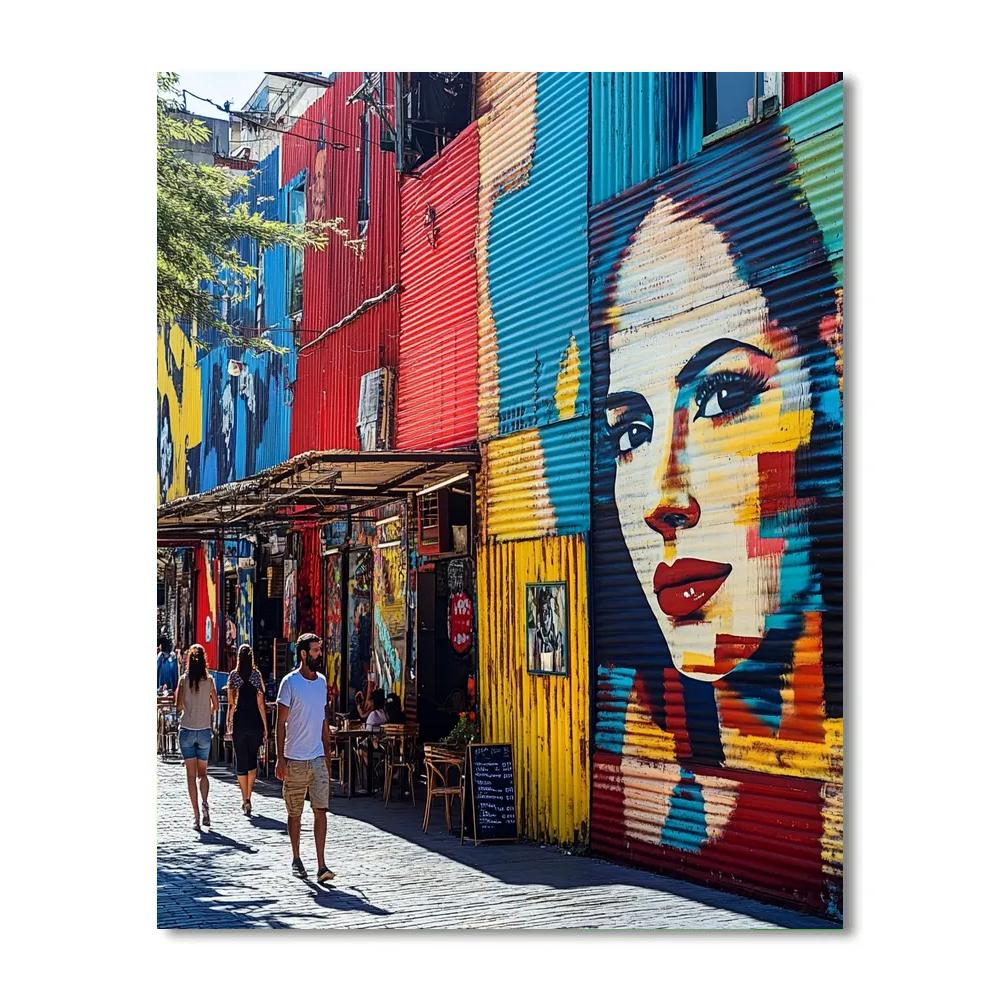 Geometric Facades At La Defensa Street Art Buenos Aires Argentina DIY paint by numbers