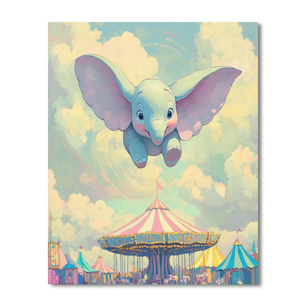 Dumbo Cloud Carousel Flight Number painting