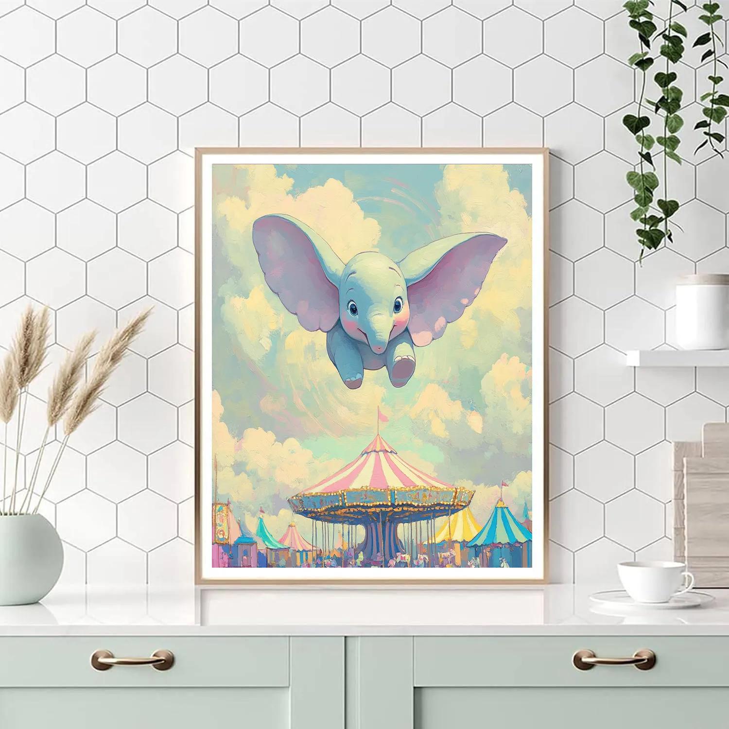 Dumbo Cloud Carousel Flight Number painting