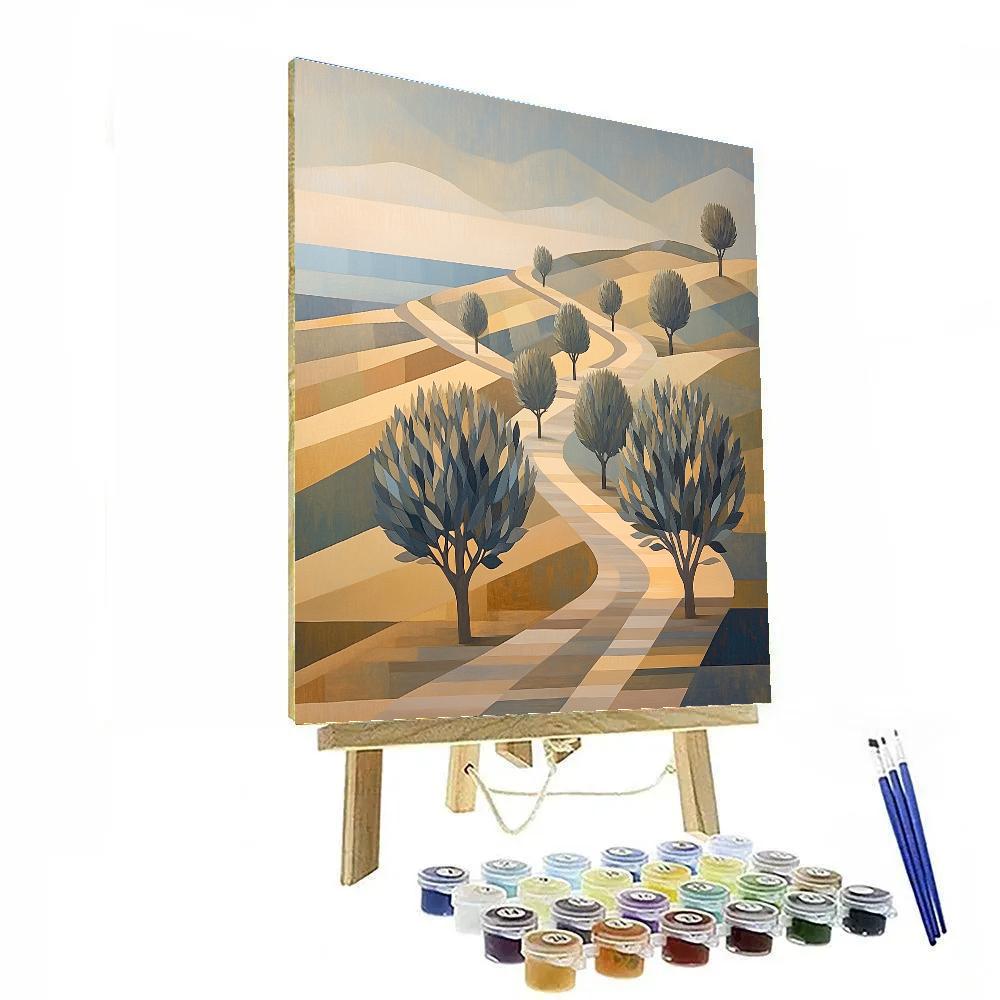 Pablo Picasso Inspired Prismatic Olive Grove Terrace paint by color