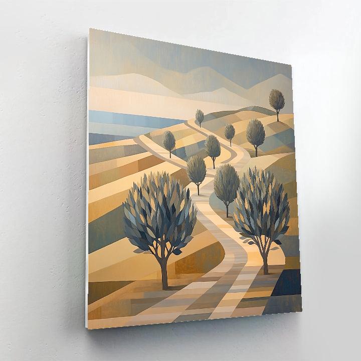 Pablo Picasso Inspired Prismatic Olive Grove Terrace paint by color