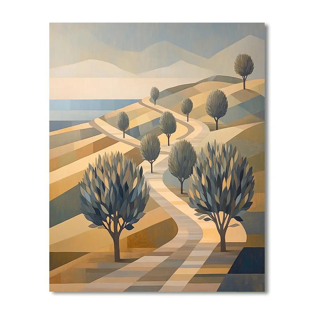 Pablo Picasso Inspired Prismatic Olive Grove Terrace paint by color