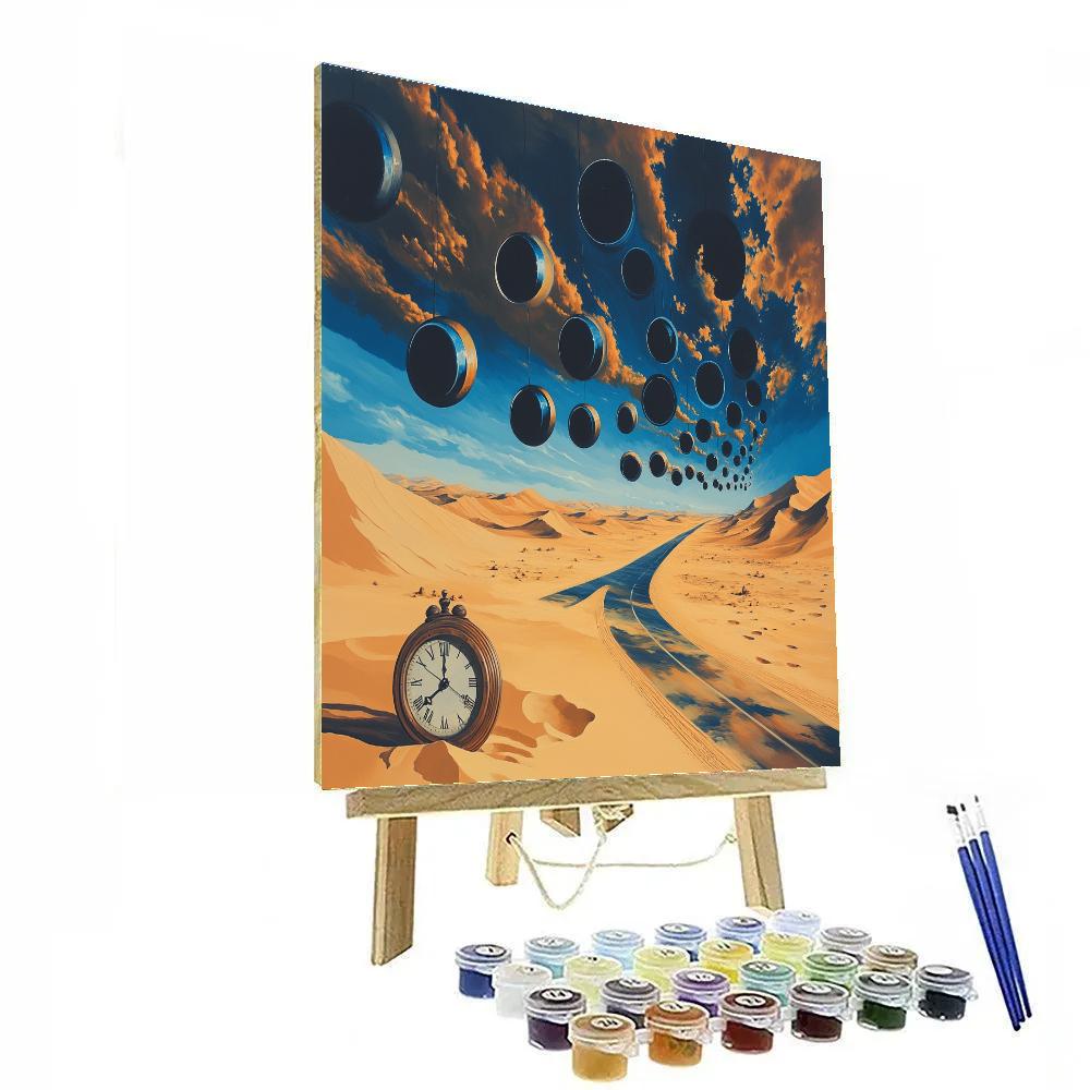 Salvador Dali Inspired Desert With Floating Eclipses Number painting