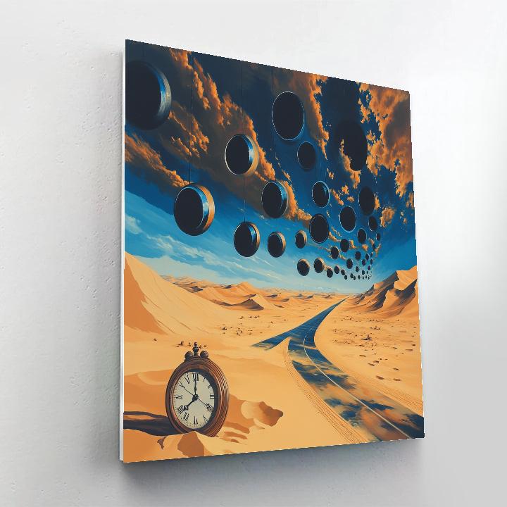 Salvador Dali Inspired Desert With Floating Eclipses Number painting