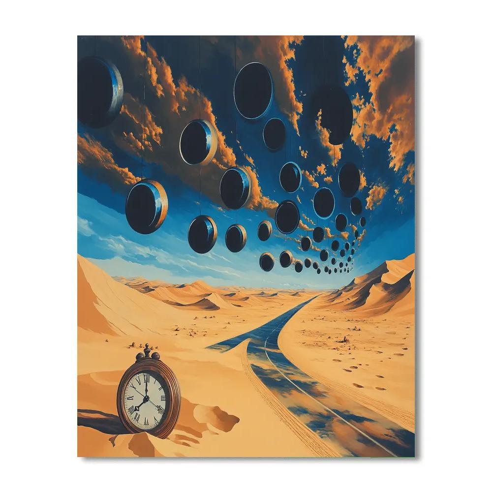 Salvador Dali Inspired Desert With Floating Eclipses Number painting
