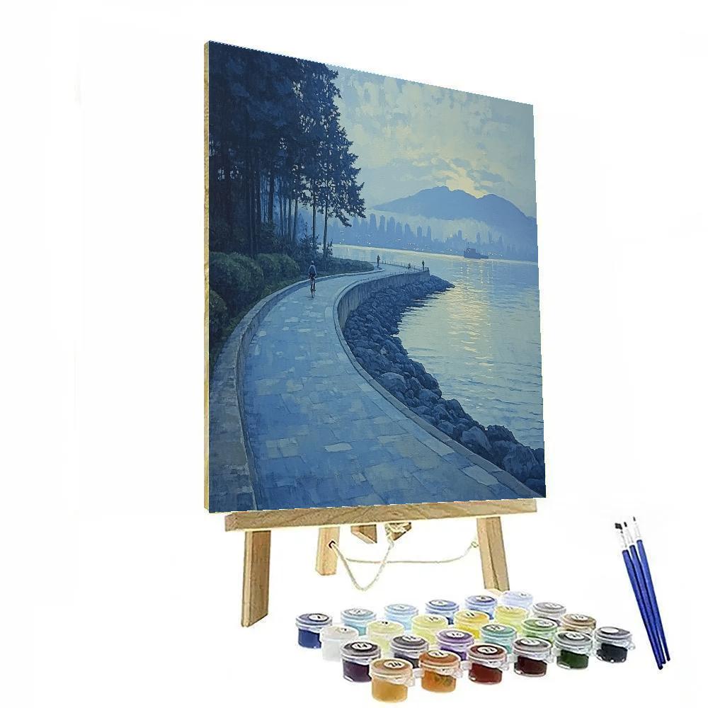Misty Morning At Stanley Park Seawall Vancouver Canada Number painting