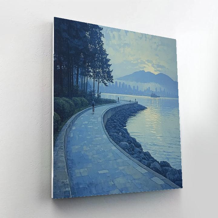 Misty Morning At Stanley Park Seawall Vancouver Canada Number painting