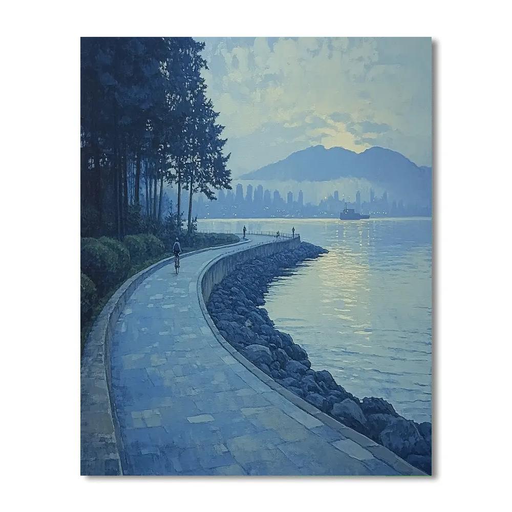 Misty Morning At Stanley Park Seawall Vancouver Canada Number painting