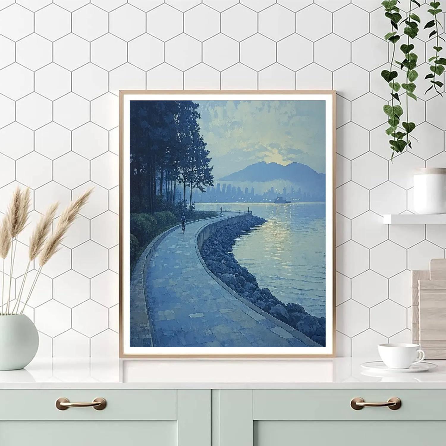 Misty Morning At Stanley Park Seawall Vancouver Canada Number painting