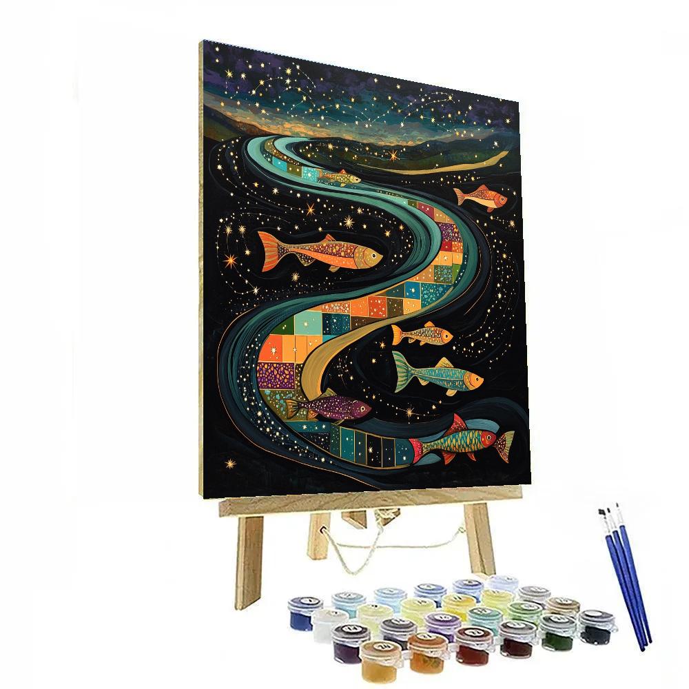 Norval Morrisseau Inspired Constellation River Of Salmon Spirits Paint by numbers art
