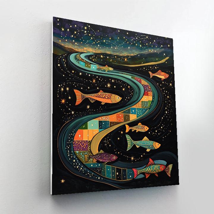Norval Morrisseau Inspired Constellation River Of Salmon Spirits Paint by numbers art