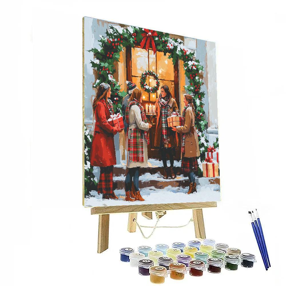 Holly Lantern Welcome paint by number