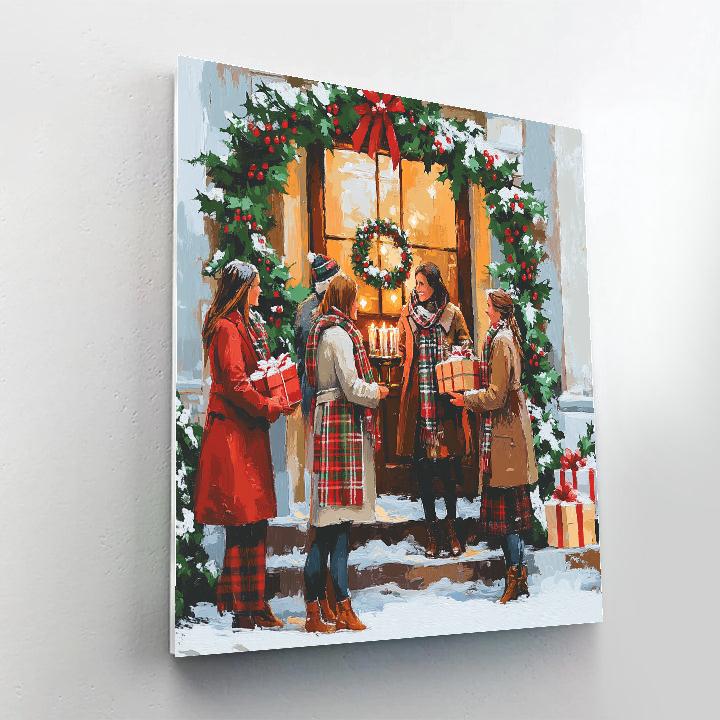 Holly Lantern Welcome paint by number