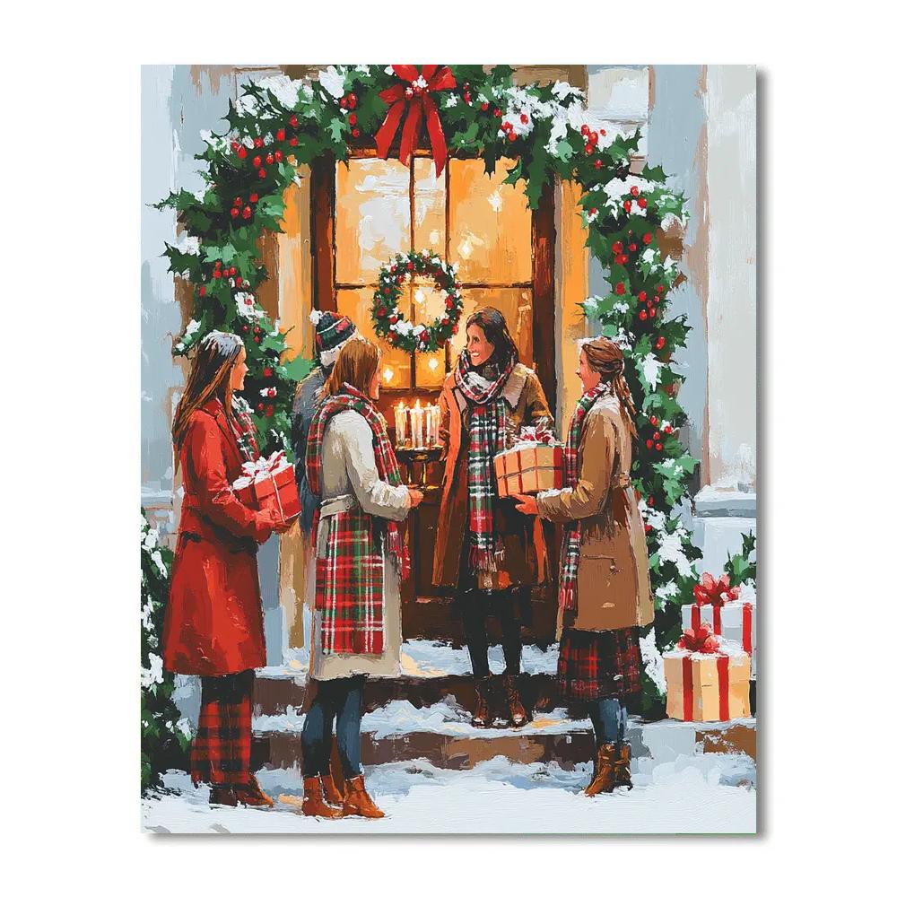 Holly Lantern Welcome paint by number