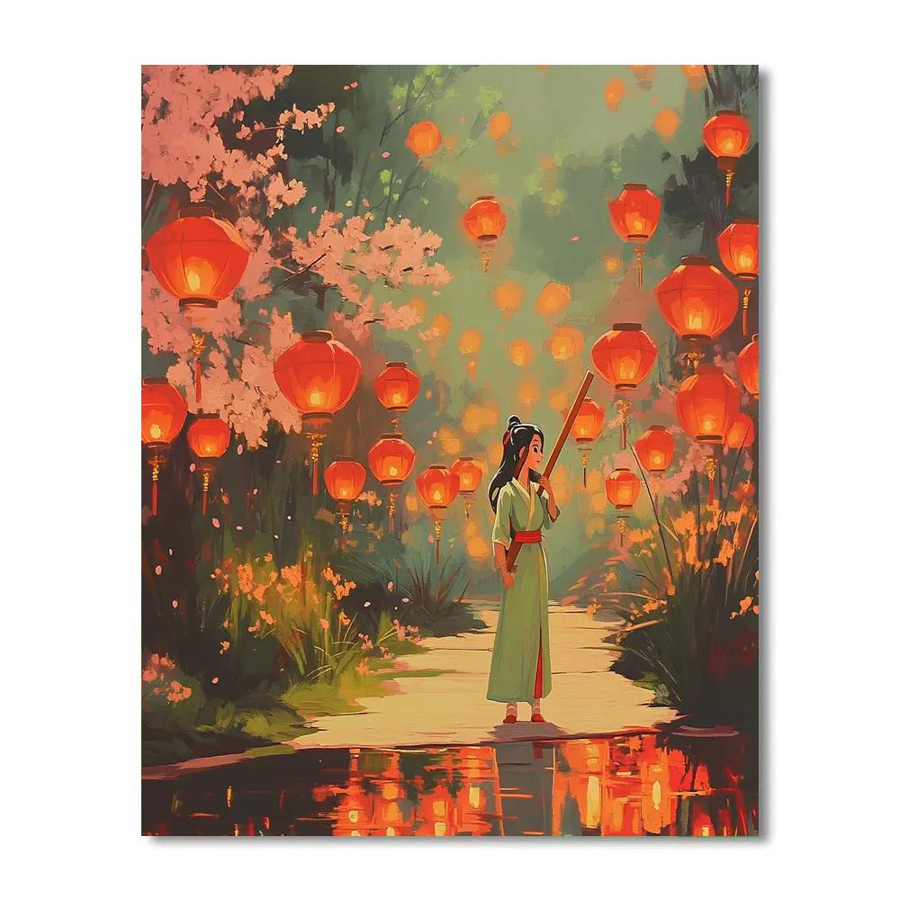 Mulan Lantern Garden Training Moment paint by color