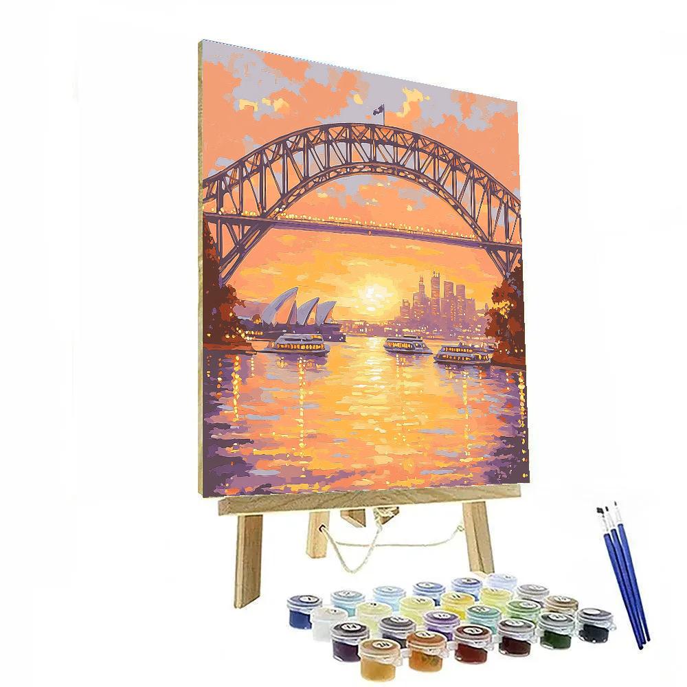 Sunset Over The Sydney Harbour Bridge Sydney Australia paint by color